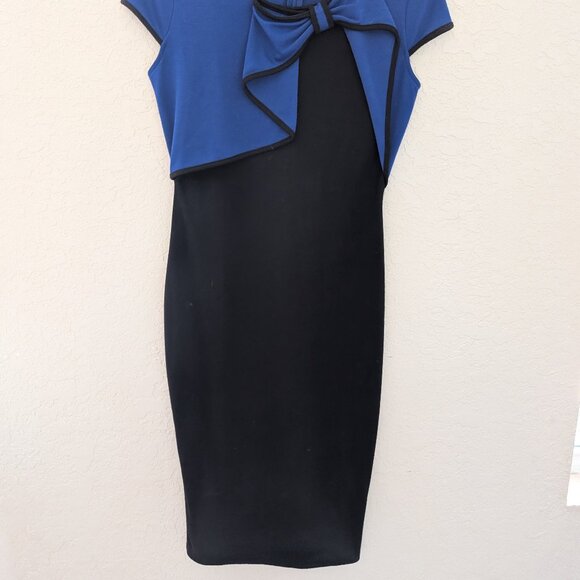 Rephyllis Bow Two Toned Blue Black Holiday Party Bodycon Dress Size M NWT - Picture 2 of 7